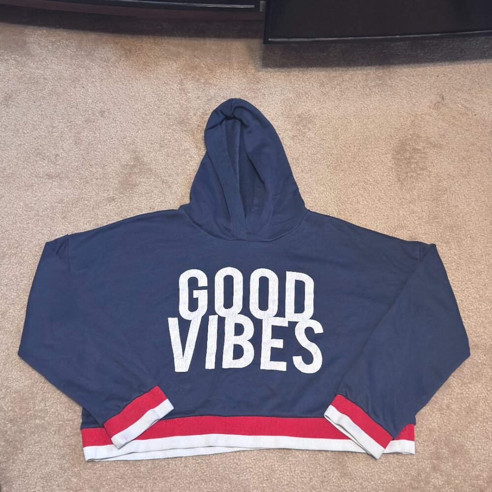 Cropped Sweatshirt Blue-M-Good Vibes